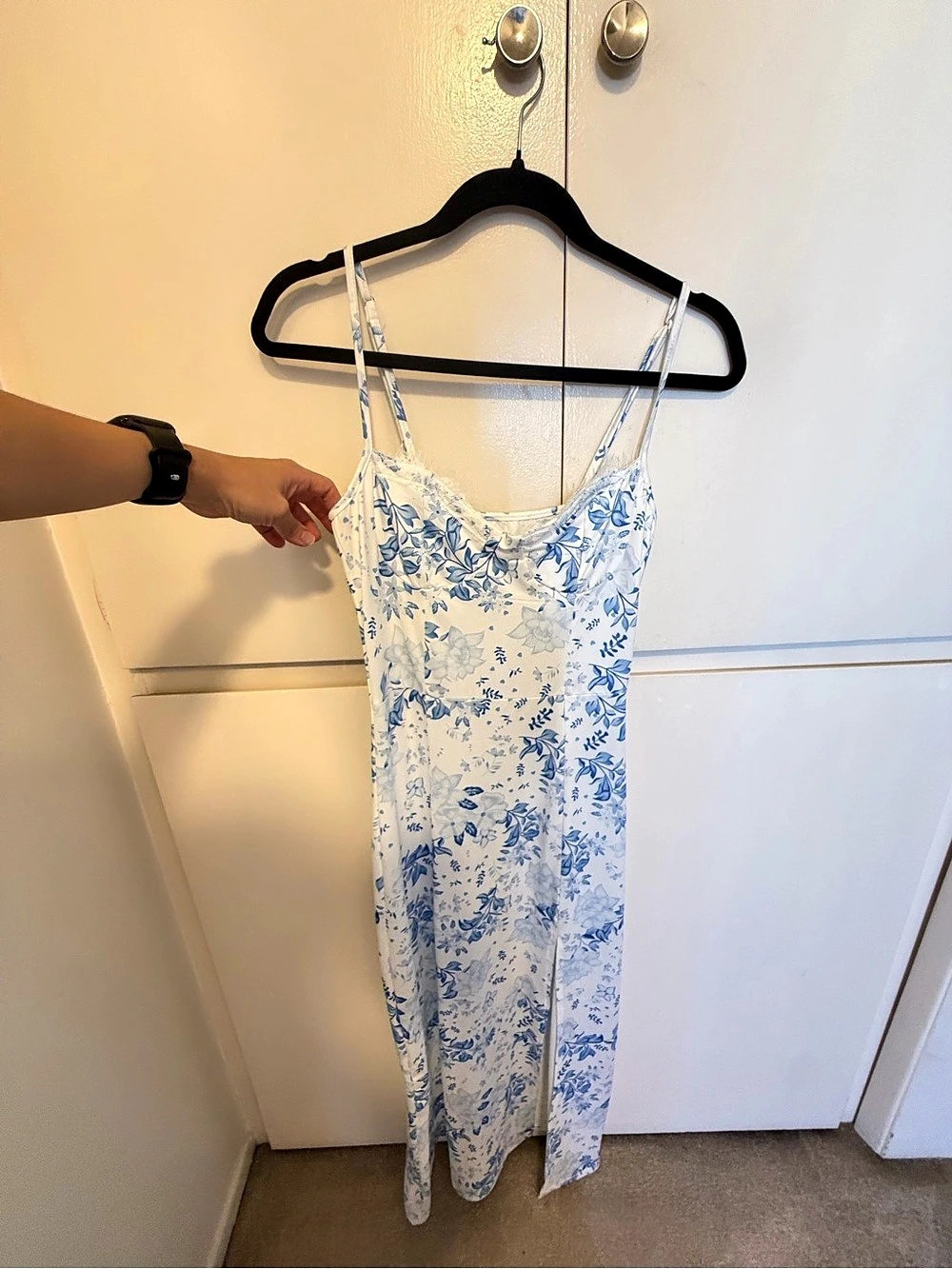 Blue & White Floral Maxi Dress Like New
